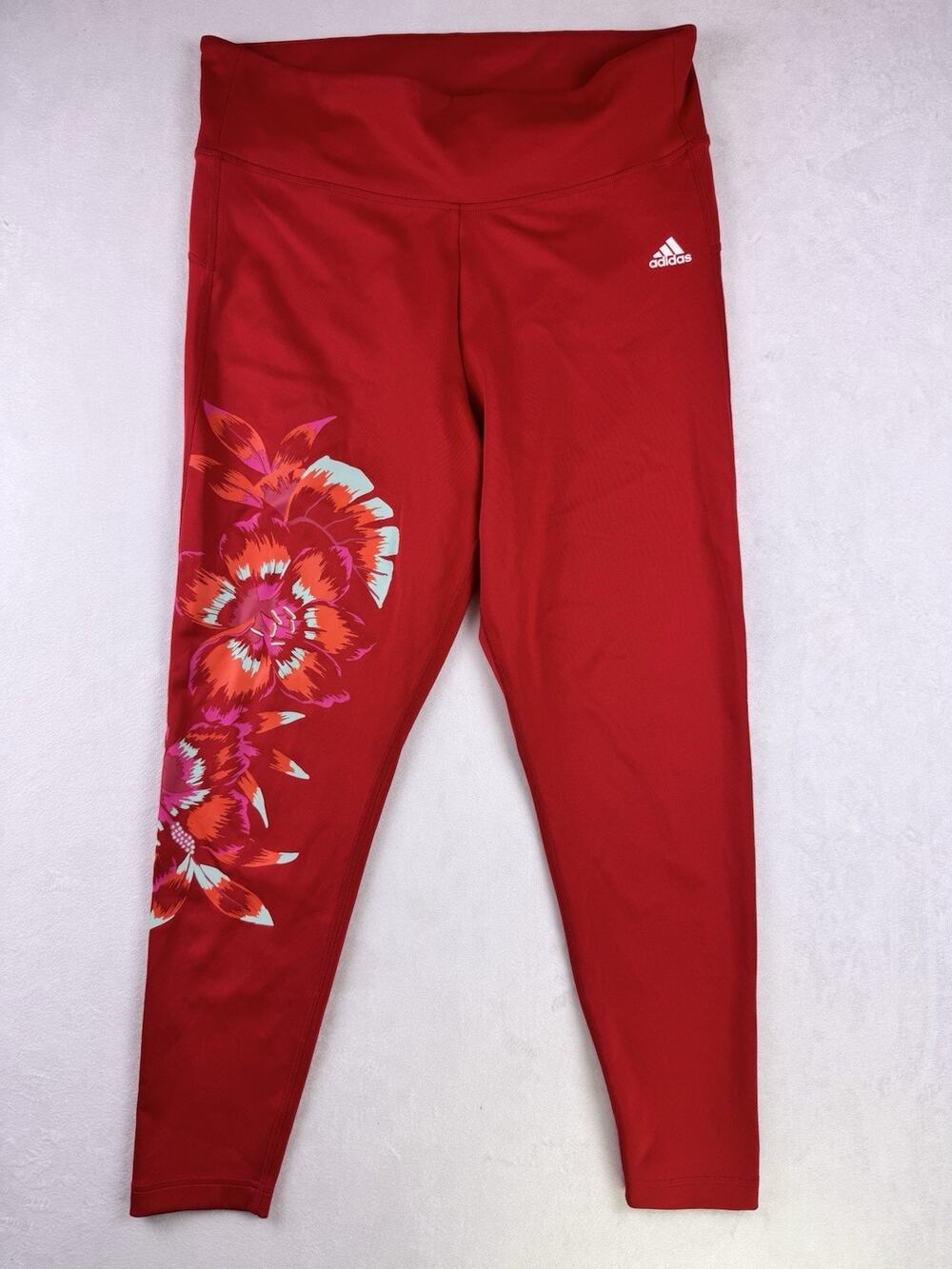 Adidas x Farm Rio Women’s Red Floral Print Leggings Size XL Activewear Pants